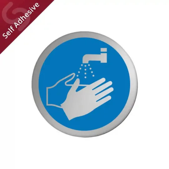 Wash Hands Metal Effect Disc Sign