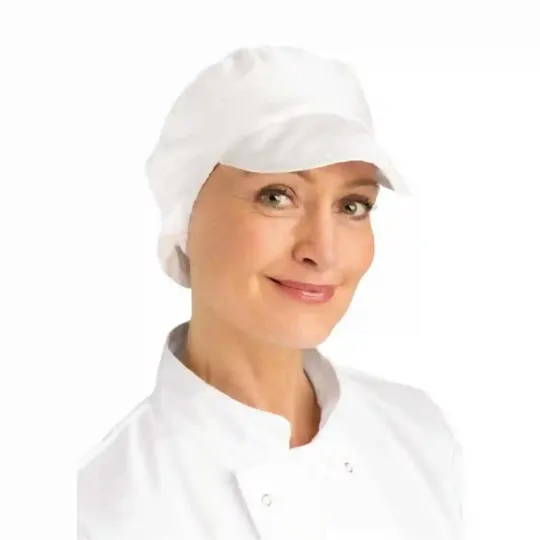 Whites Bakers Cap with Snood White
