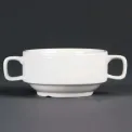 Olympia Whiteware Soup Bowls With Handles 400ml 14oz