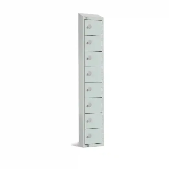 Eight Door Camlock Locker with Sloping Top Grey