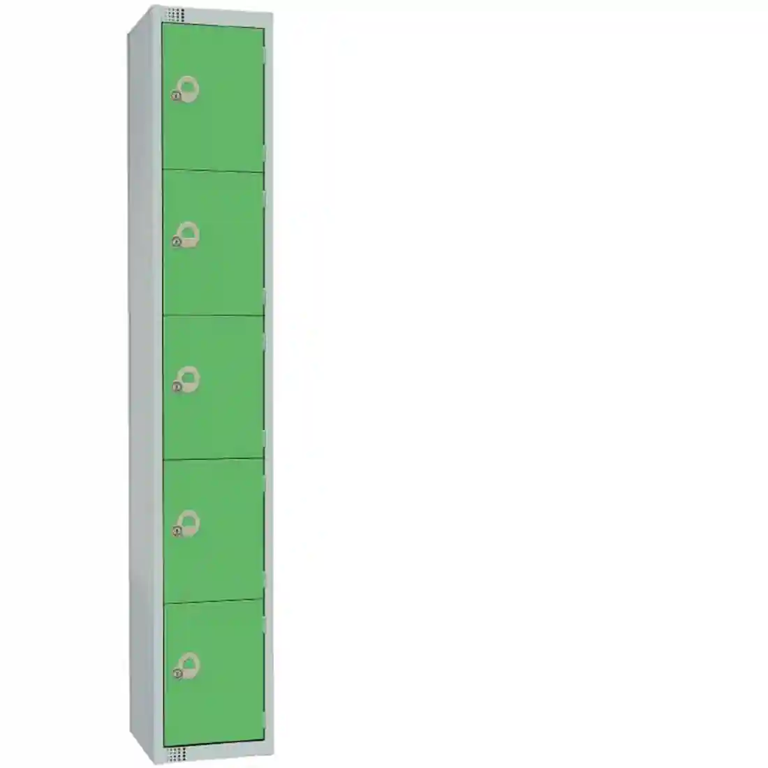 Elite Five Door Coin Return Locker with Sloping Top Green