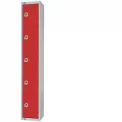 Elite Five Door Padlock Locker with Sloping Top Red