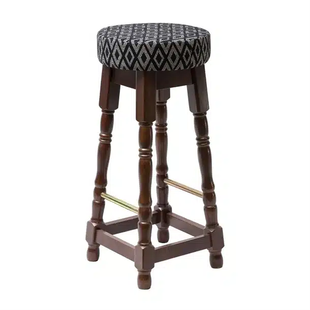 Classic Dark Wood High Bar Stool with Black Diamond Seat