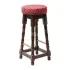 Classic Dark Wood High Bar Stool with Red Diamond Seat