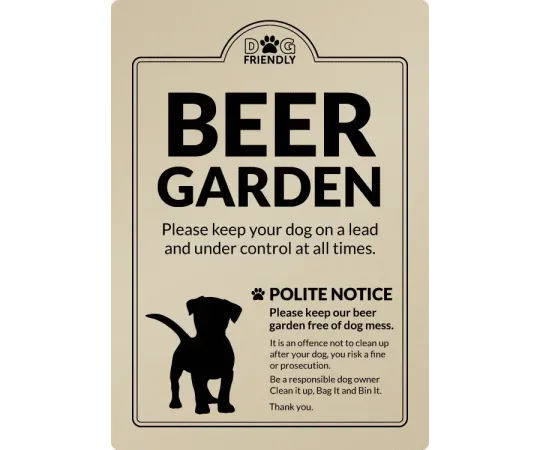 Dog Friendly Beer Garden - Clean it up