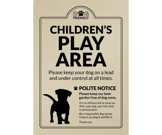 Dog Friendly Childrens Play Area - Clean it up