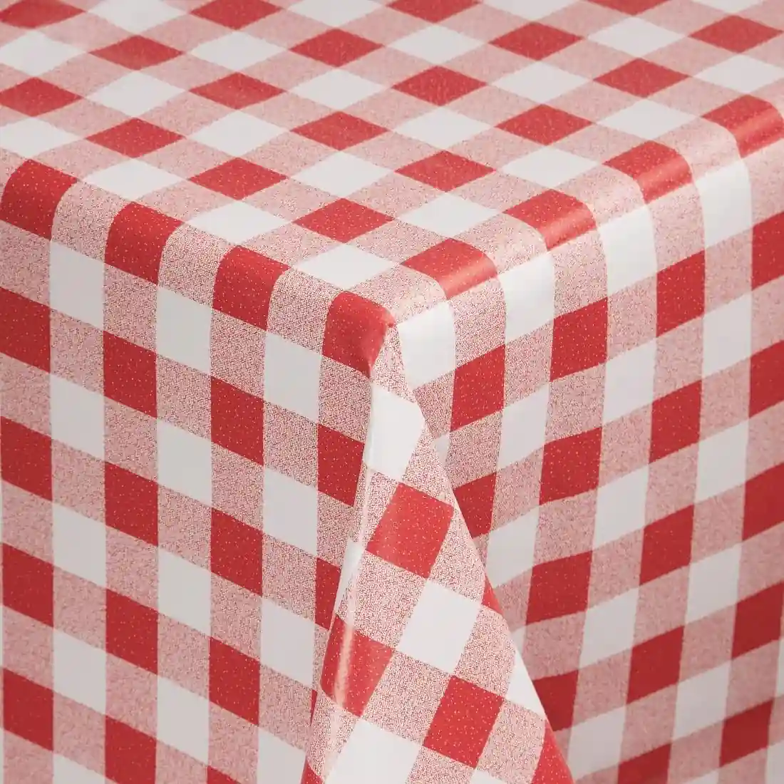 PVC Chequered Tablecloth Red 35in