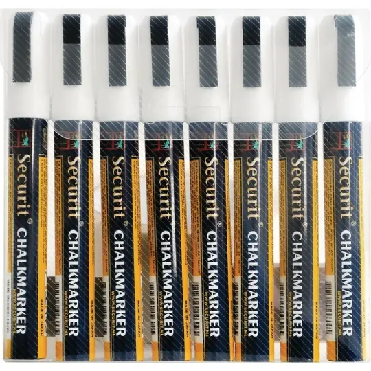 Set of 8 Securit 6mm Liquid Chalk Pens White