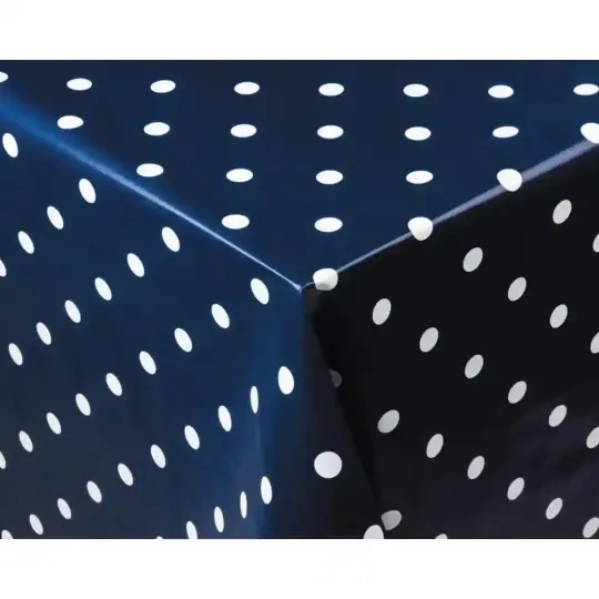 PVC Polka Dot Tablecloth Blue 54 x 90in