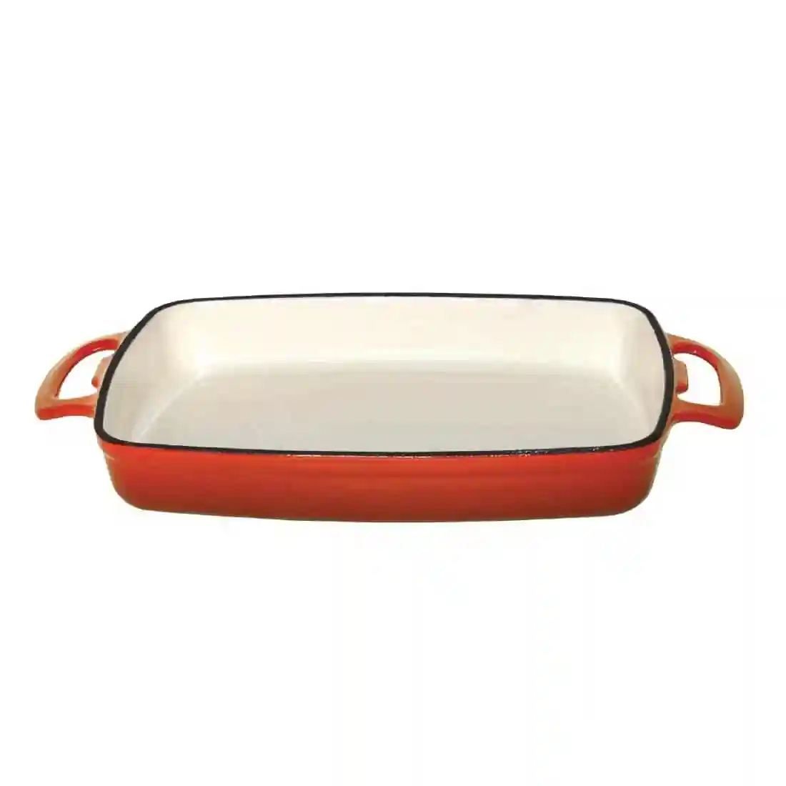 Vogue Orange Rectangular Cast Iron Dish 1.8Ltr