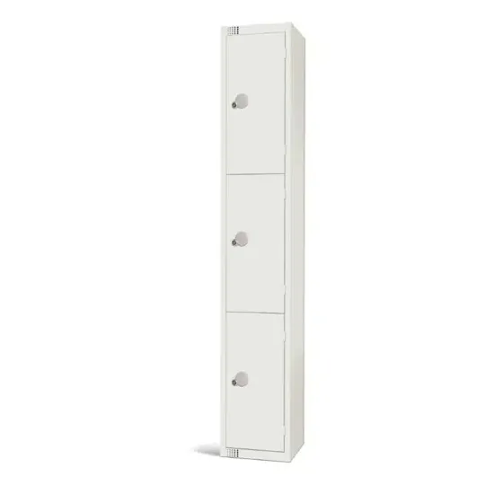 Elite Three Door Camlock Locker White