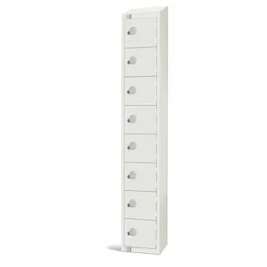 Elite Eight Door Coin Return Locker with Sloping Top White