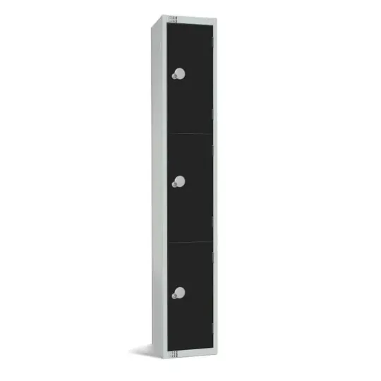 Elite Three Door Padlock Locker Black