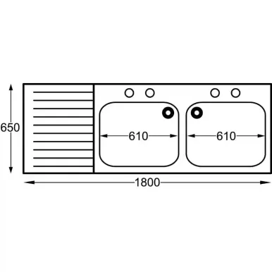 Franke Sissons Stainless Steel Double Bowl Left Hand Drainer 1800x650mm
