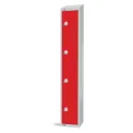 Elite Four Door Coin Return Locker with Sloping Top Red