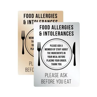 Food Allergies & Intolerances Notice A4/A5