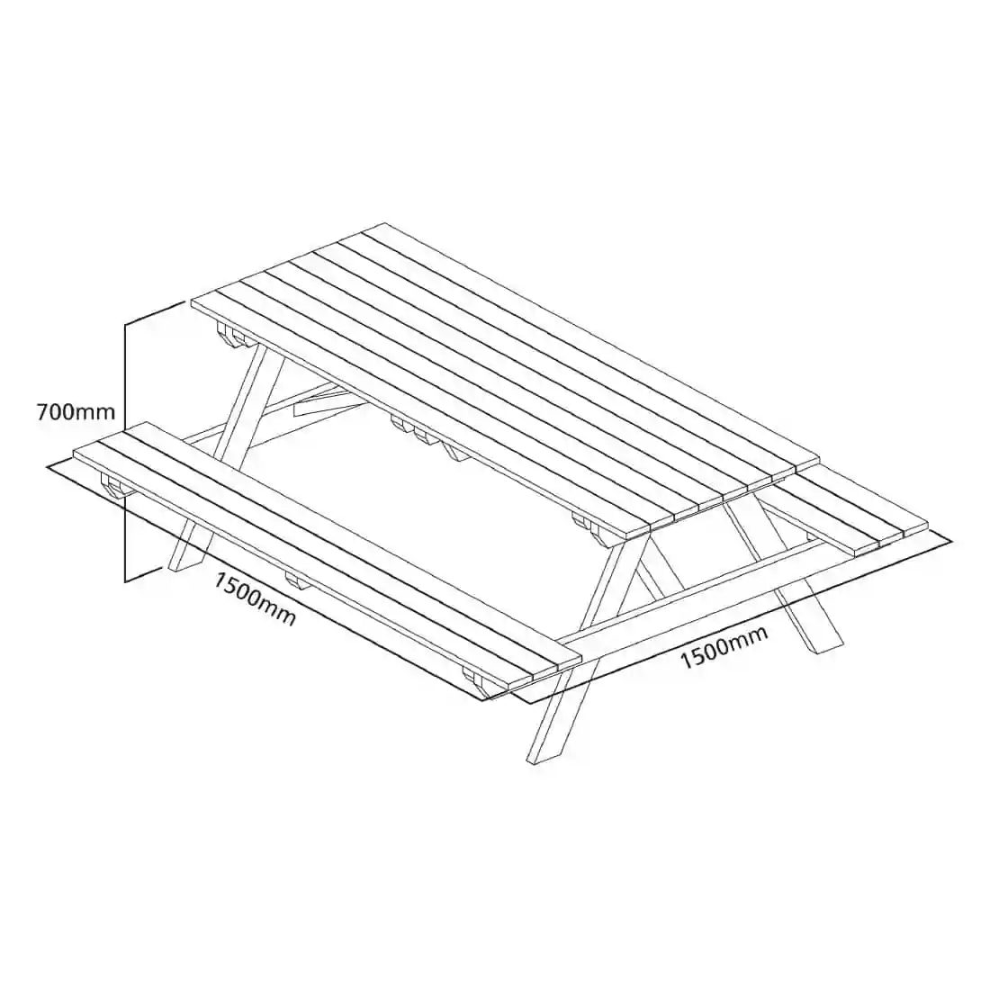 Rowlinson Wooden Picnic Bench 5ft - Image 5