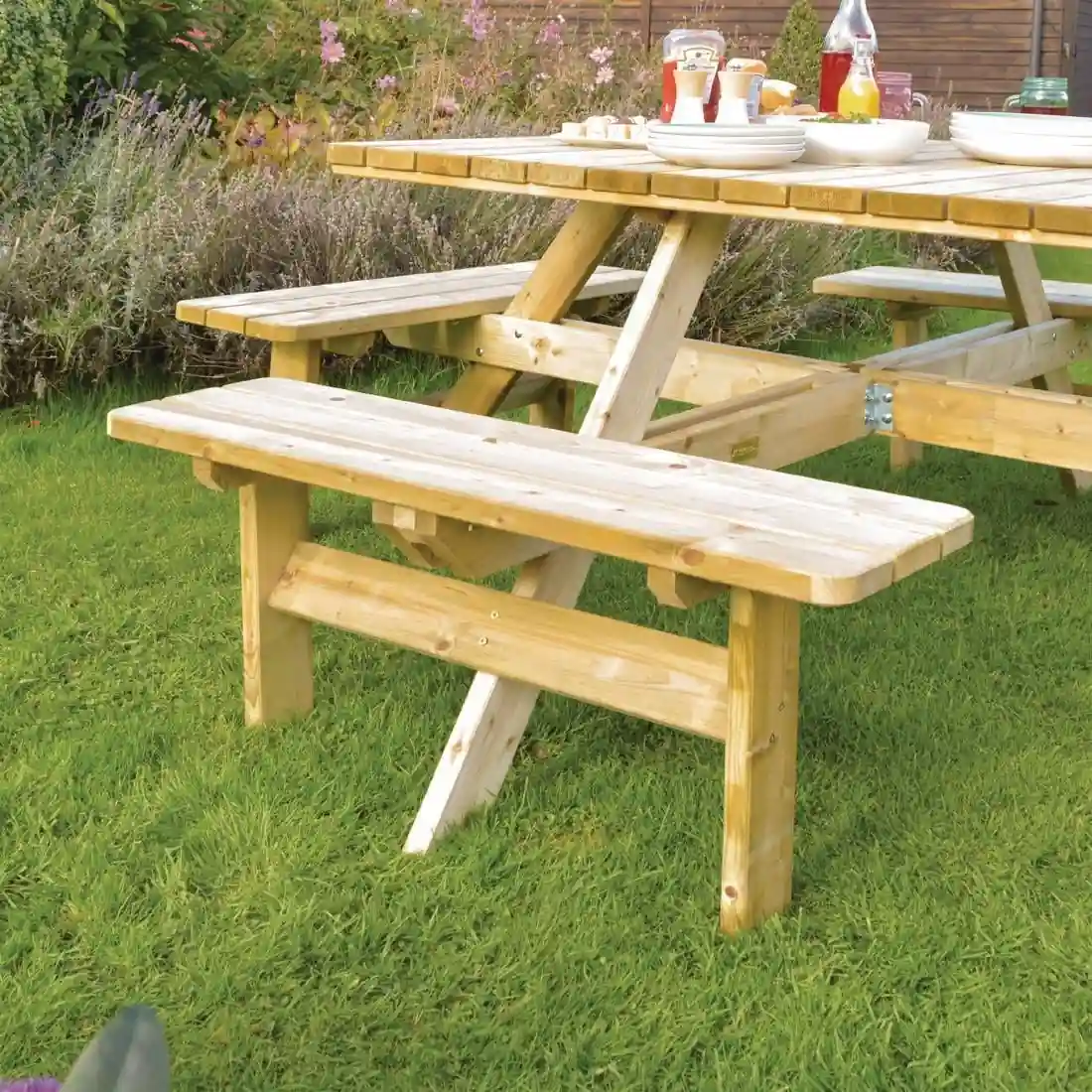 Rowlinson Square Wooden Picnic Table 6.5ft - Image 4