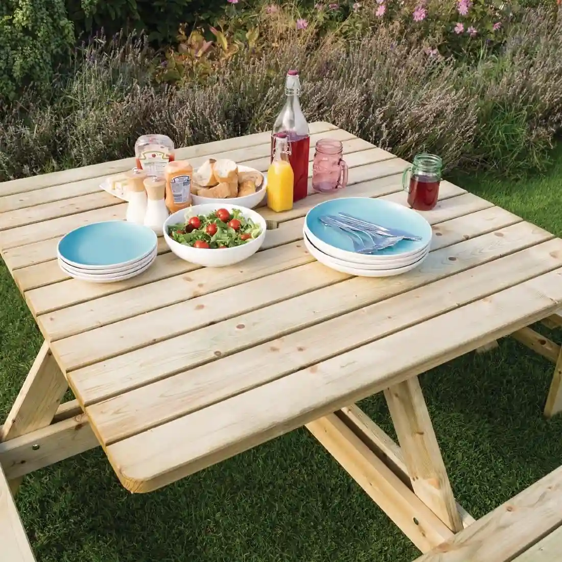 Rowlinson Square Wooden Picnic Table 6.5ft - Image 6