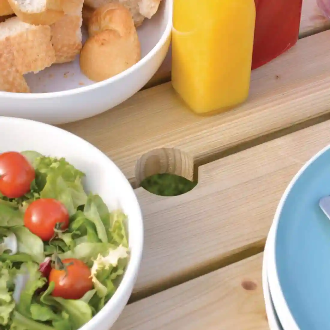 Rowlinson Round Wooden Picnic Table 6.5ft - Image 4