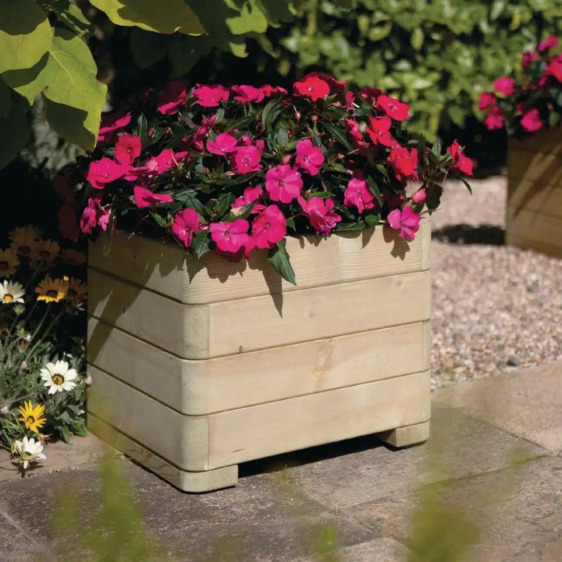 Rowlinson Marberry Layer Square Wooden Planter 50cm - Image 3
