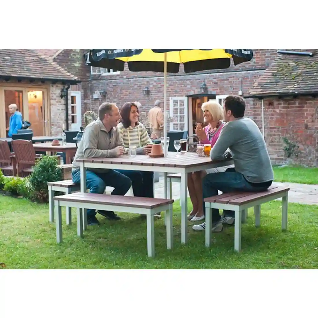 Enviro Square Outdoor Walnut Effect Faux Wood Table 1250mm - Image 4