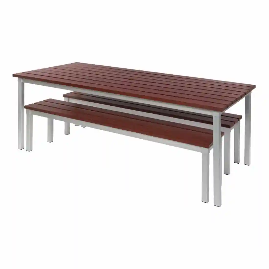 Enviro Outdoor Walnut Effect Faux Wood Bench 5ft - Image 3