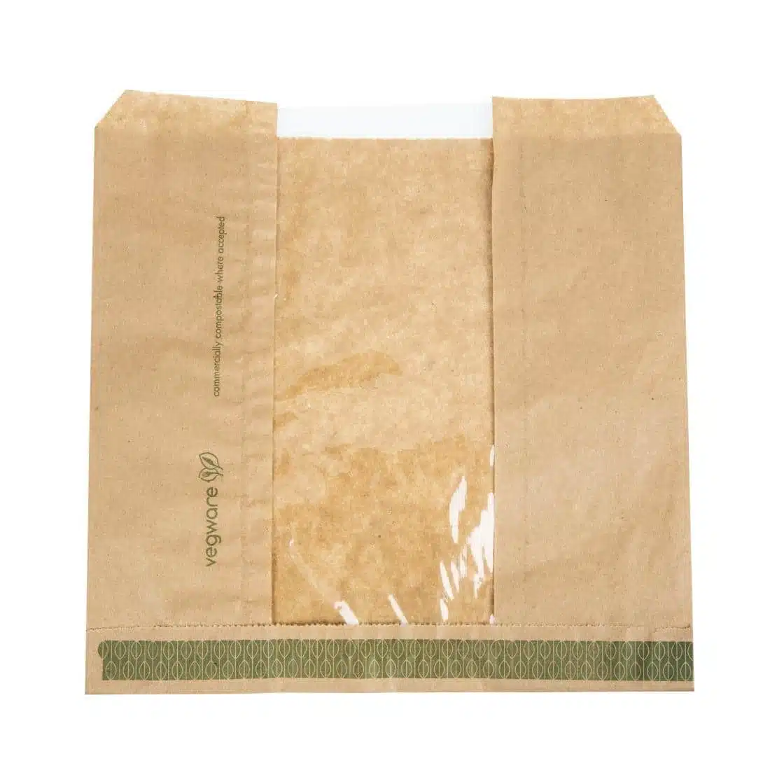 Vegware Compostable Kraft Sandwich Bags with NatureFlex Window Small (Pack of 1000) - Image 1