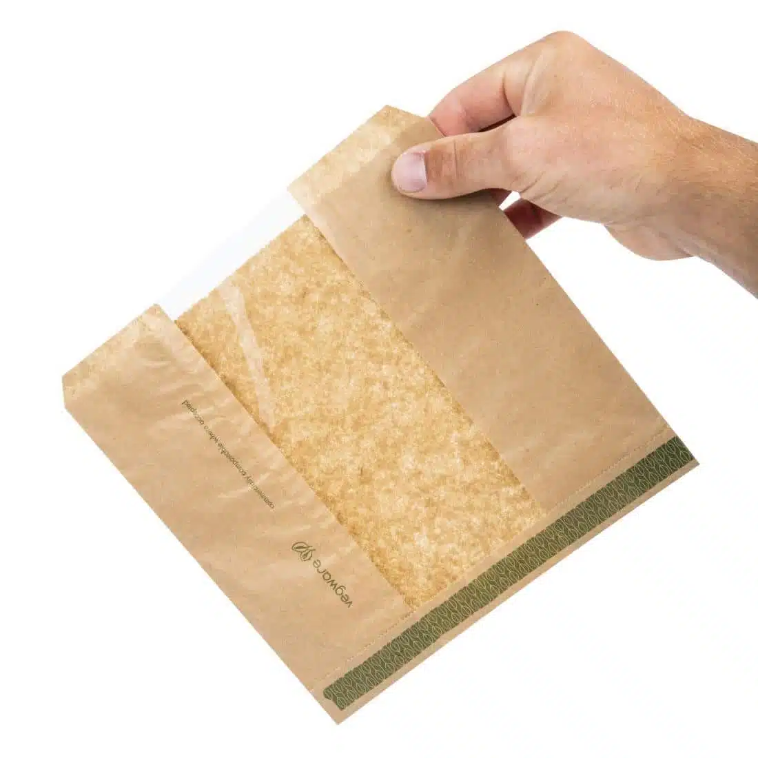 Vegware Compostable Kraft Sandwich Bags with NatureFlex Window Small (Pack of 1000) - Image 3