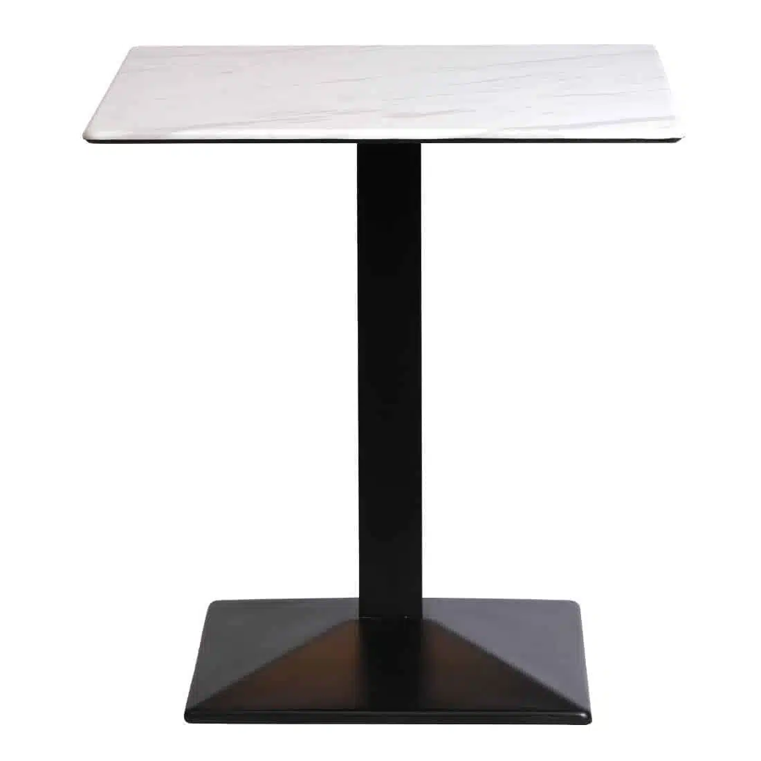 Turin Metal Base 600mm Square Dining Table with Laminate Top in Marble - Image 3