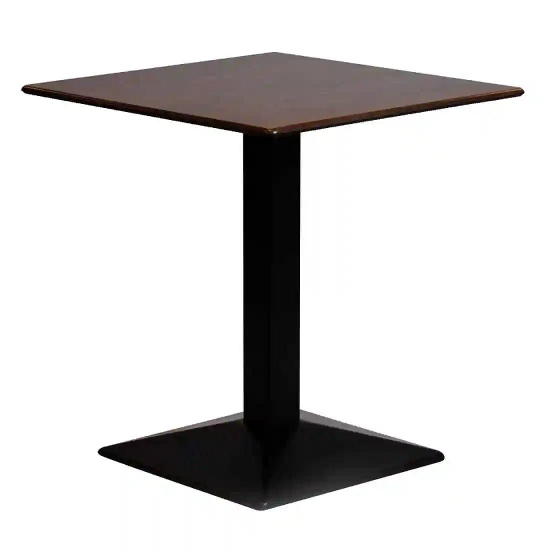 Turin Metal Base 700mm Square Dining Table with Laminate Top in Walnut - Image 1