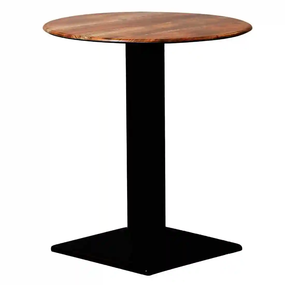 Turin Metal Base 600mm Round Dining Table w/Laminate Top in Planked Oak - Image 1