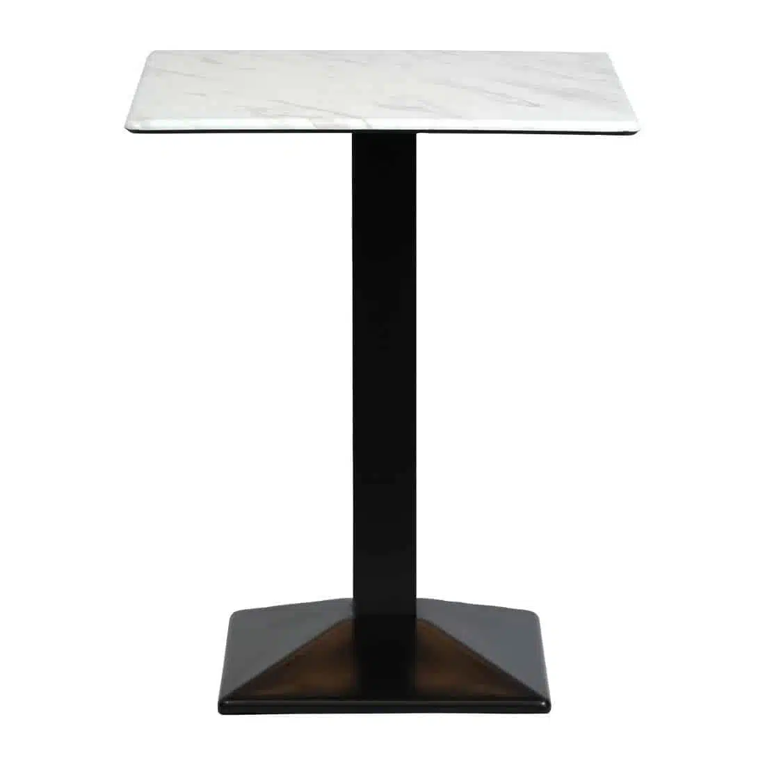 Turin Metal Base 700mm Square Poseur Table with Laminate Top in Marble - Image 1