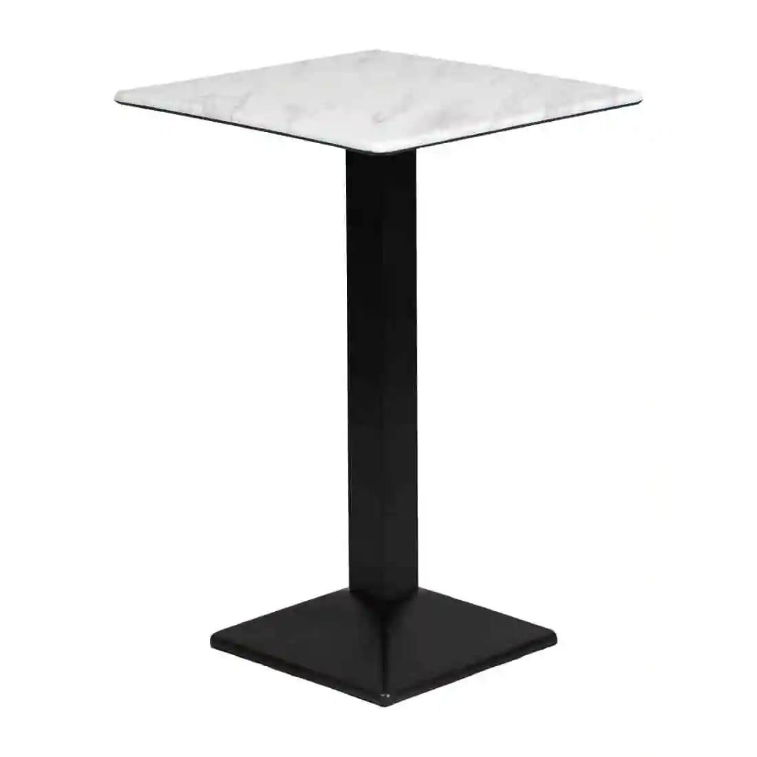 Turin Metal Base 700mm Square Poseur Table with Laminate Top in Marble - Image 2
