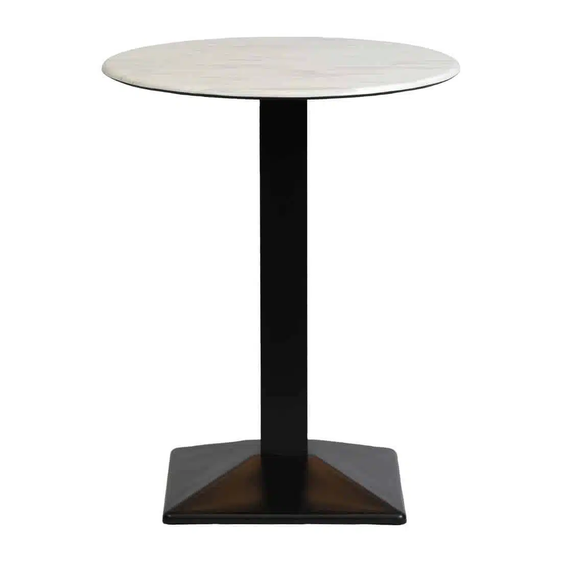 Turin Metal Base 600mm Round Poseur Table with Laminate Top in Marble - Image 1