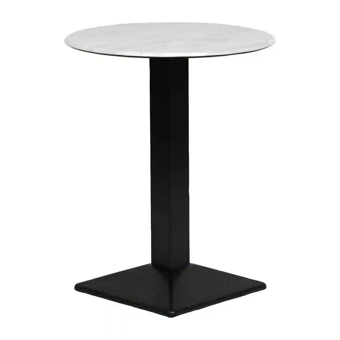 Turin Metal Base 600mm Round Poseur Table with Laminate Top in Marble - Image 3