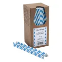 Beaumont Blue & White Stripped Bore Paper Straw 8 Inch 6mm (Pack of 250) - Image 1