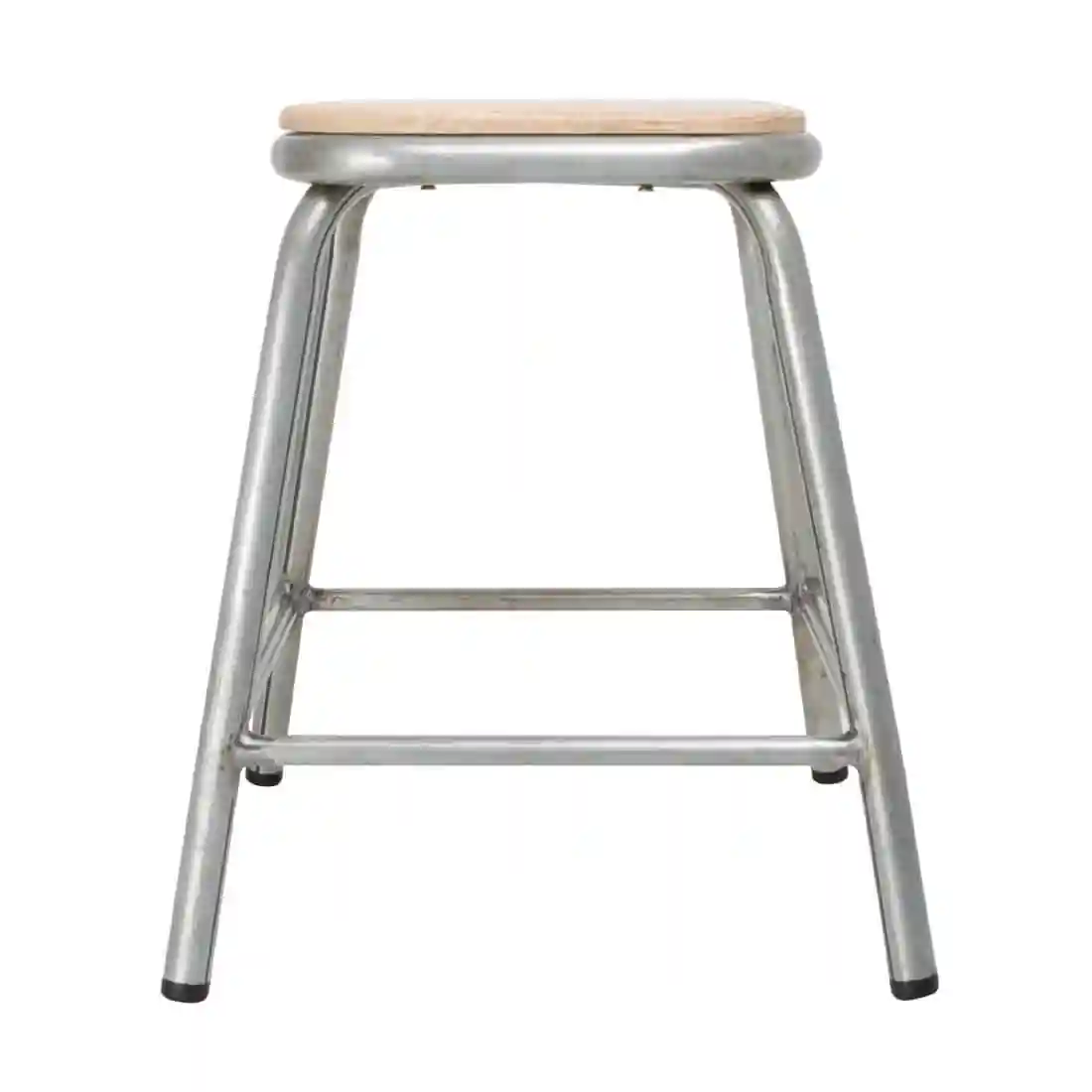 Bolero Galvanised Steel Low Stools with Wooden Seatpad (Pack of 4) - Image 2