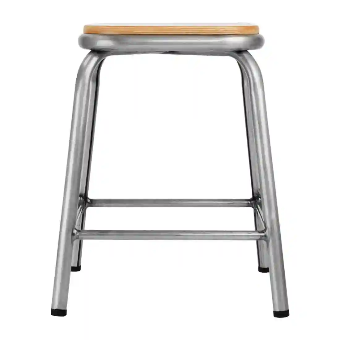Bolero Galvanised Steel Low Stools with Wooden Seatpad (Pack of 4) - Image 4