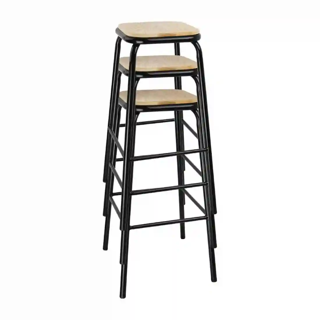 Bolero Cantina High Stools with Wooden Seat Pad Black (Pack of 4) - Image 8