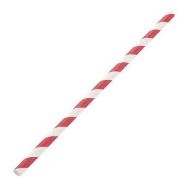 Fiesta Compostable Paper Straws Red Stripes (Pack of 250)