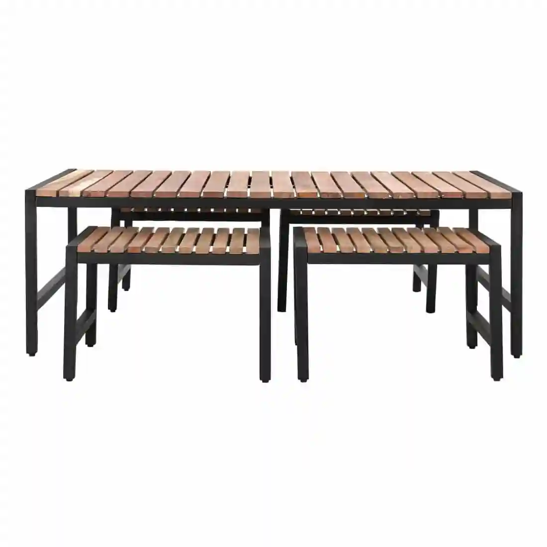 Bolero Steel and Acacia Low Coffee Table 1200x800mm - Image 5