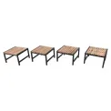Bolero Steel and Acacia Low Bar Stools (Pack of 4) - Image 4