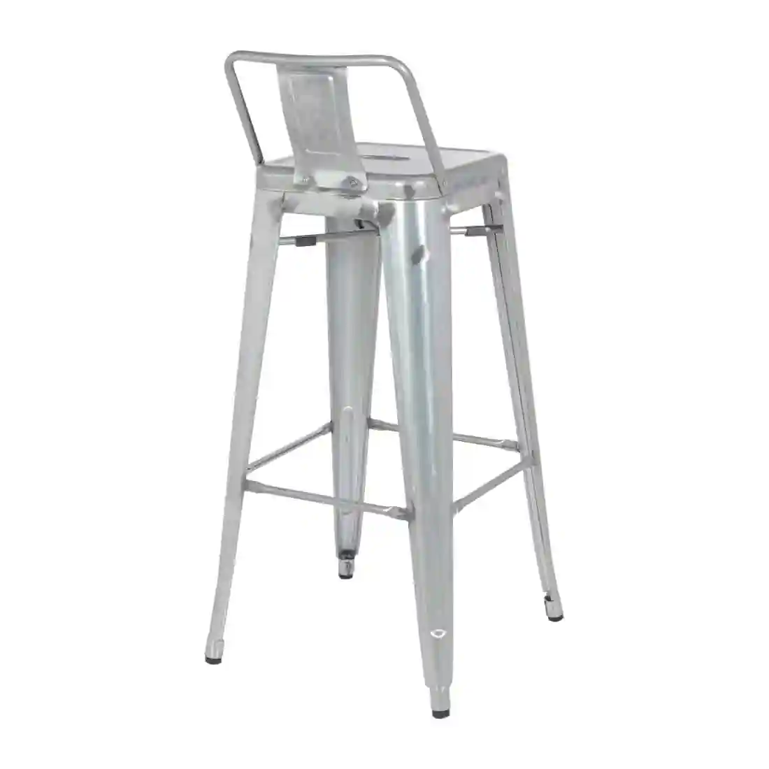 Bolero Bistro Galvanised Steel High Stool with Backrest (Pack of 4) - Image 3