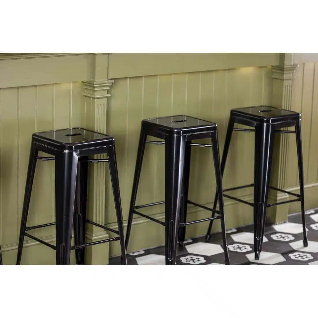 Bolero Bistro Steel High Stool Black (Pack of 4) - Image 13
