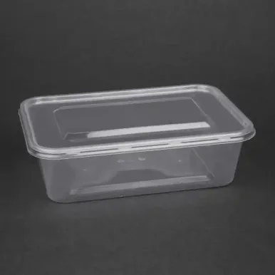 Fiesta Recyclable Plastic Microwavable Containers with Lid Medium 650ml (Pack of 250)