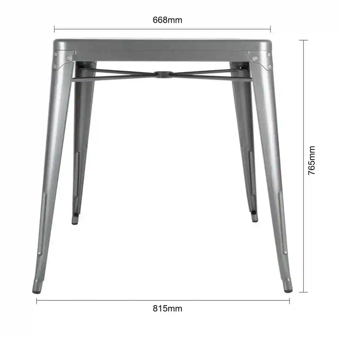Bolero Bistro Square Steel Table Gun Metal 668mm - Image 6
