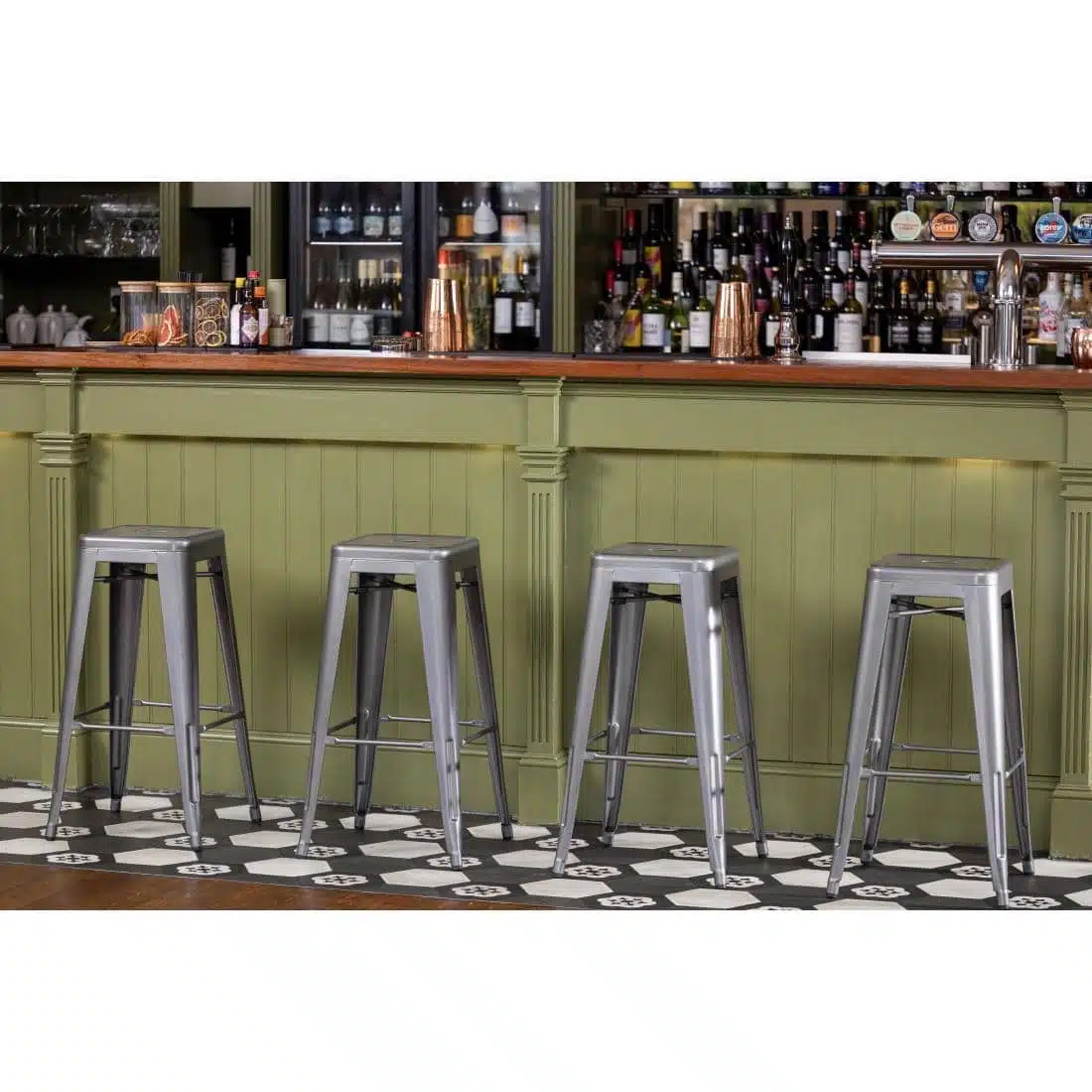 Bolero Bistro Steel High Stool Gun Metal (Pack of 4) - Image 10
