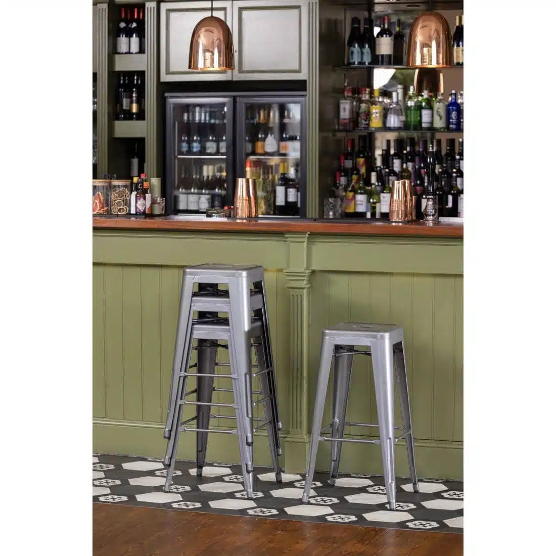 Bolero Bistro Steel High Stool Gun Metal (Pack of 4) - Image 11