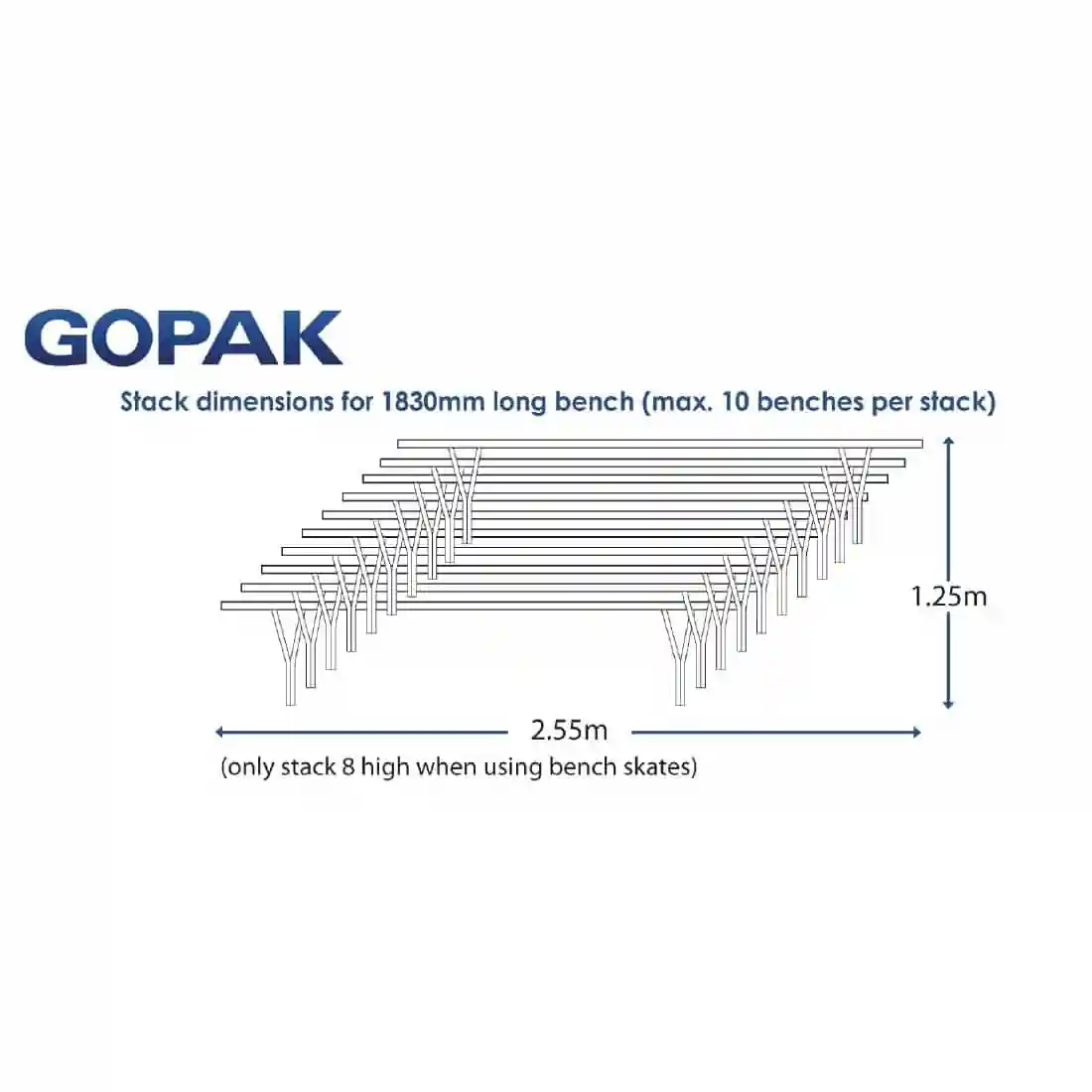 Gopak Contour Stacking Bench Teak Effect 6ft - Image 2